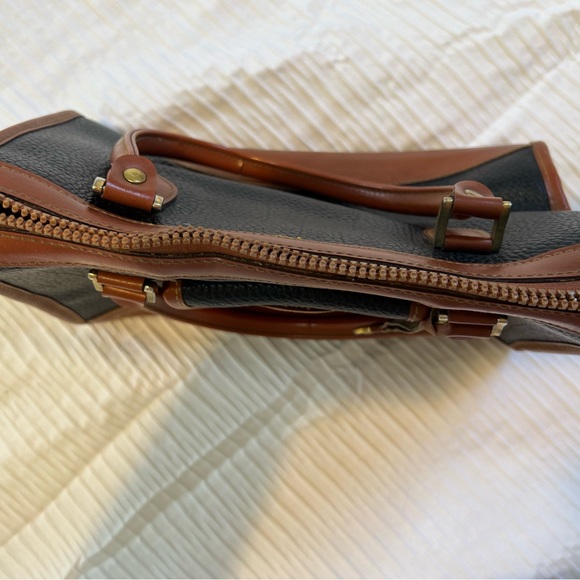 Dooney & Bourke Black Pebbled Leather Satchel with Brown Trim - Picture 3 of 7